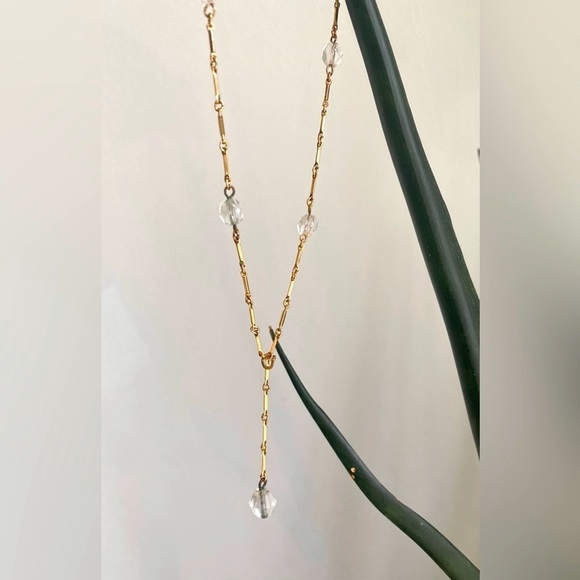 SOLD Gold and Crystal Teardrop Layering Necklace - Picture 2 of 7